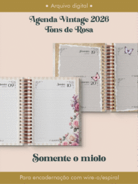 Miolo Agenda Vintage Tons de Rosa 2026 wireo (Perfeito Miolo)