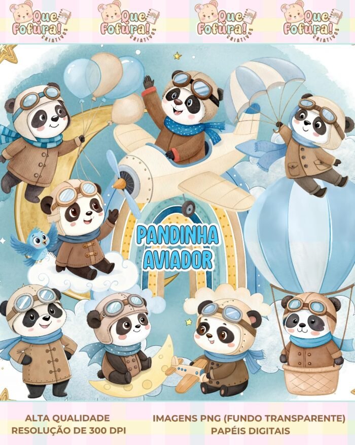Pandinha Aviador - Kit Digital - Imagem 1