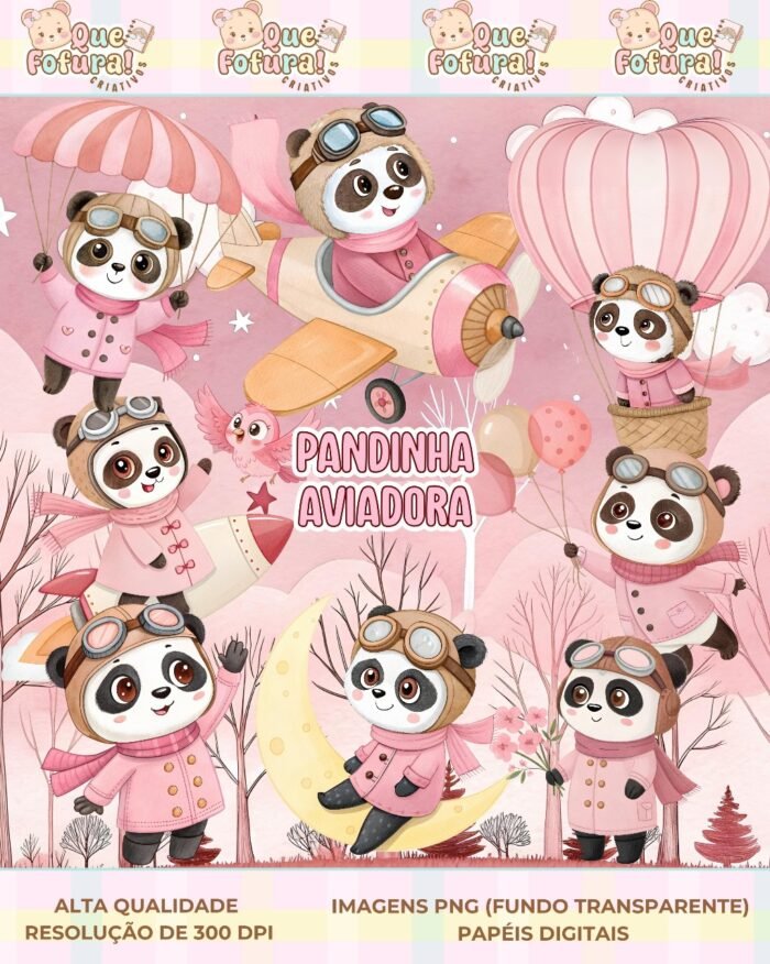 Pandinha Aviadora - Kit Digital - Imagem 1