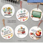 Printable - Tag e Adesivo Redondo 6cm - Dia dos Professores