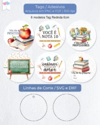 Printable - Tag e Adesivo Redondo 6cm - Dia dos Professores - Imagem 2
