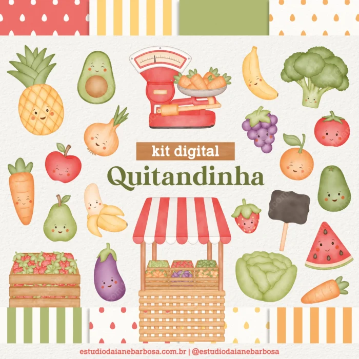 Quitandinha – Cliparts em aquarela – Kit Digital - Imagem 1