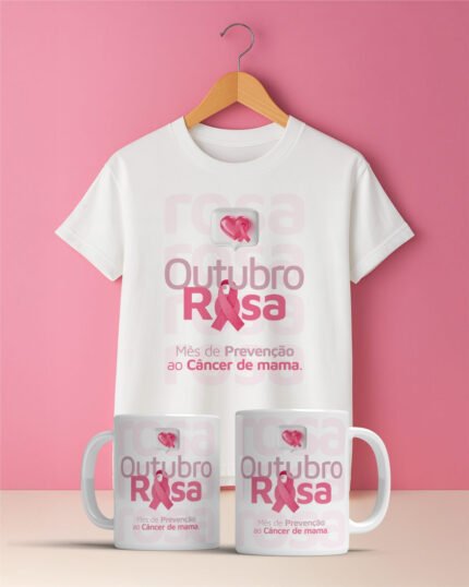 Pacote de Artes DUPLA Canecas e Camisetas Outubro Rosa V5