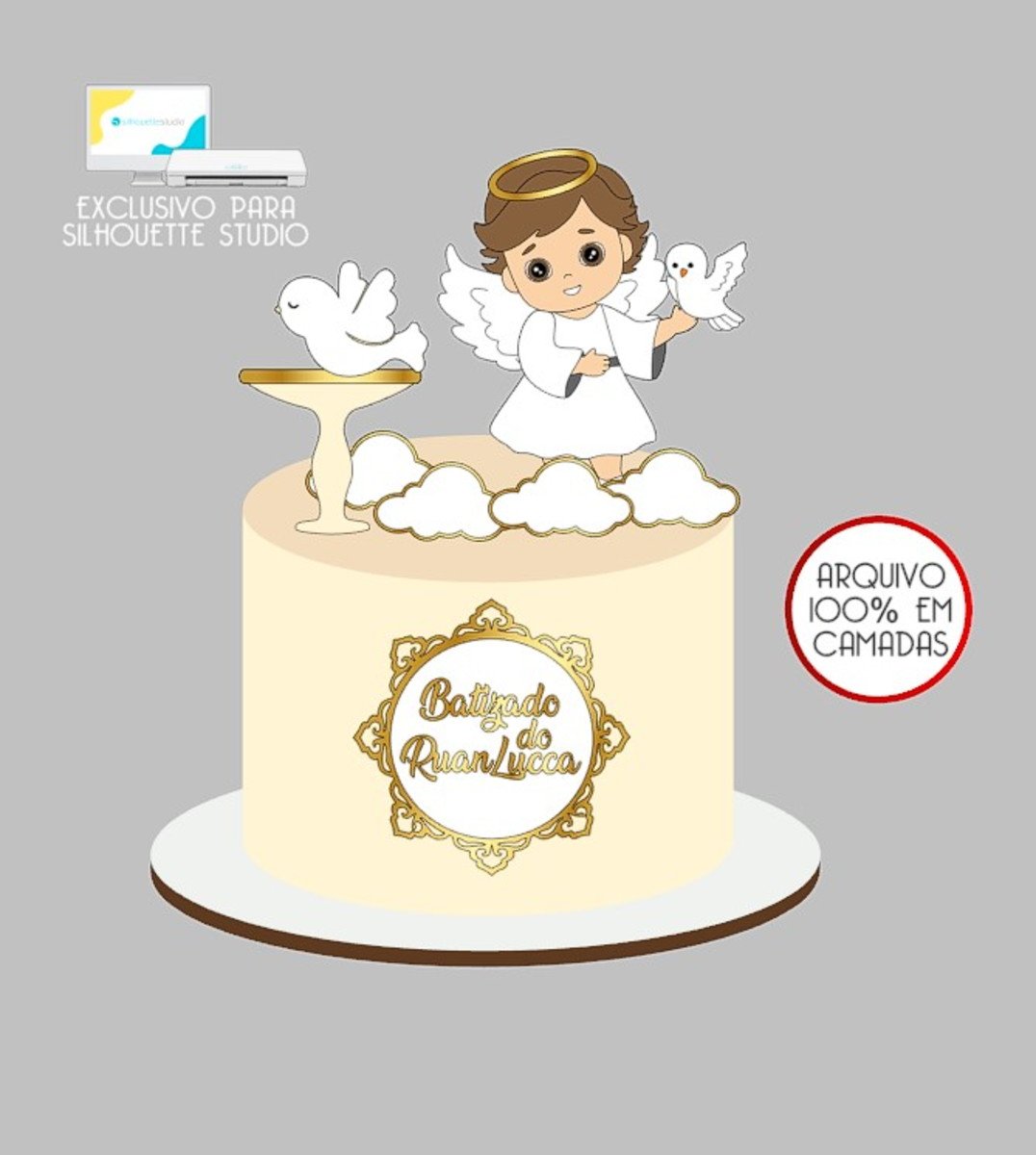 Batizado Anjinho Menino - Topo de Bolo (1) Batizado Anjinho Menino - Topo de Bolo - Imagem 1