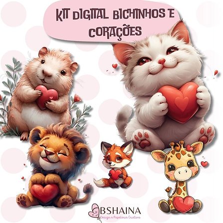 Bichinhos e Corações - Kit Digital Bichinhos e Corações - Kit Digital - Imagem 1