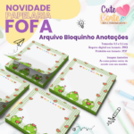 Bloquinho – 95x95mm – Frog with Watermelon N1 – Papelaria Fofa