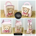 Chá de Bebê Ursinha Rosa e Marfim - Kit Festa