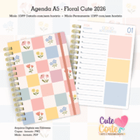 Agenda A5 – 2026 Miolos Datada e Permanente – 1DPP Floral Cute (Cute Corte) - Imagem 2