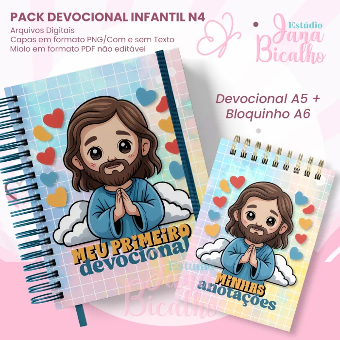 PACK Devocional Infantil A5+Bloquinho A6 N4 Devocional Infantil A5+Bloquinho A6 N4 (Jana Bicalho) - Imagem 1