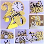 Ano Novo 2026 - Pacote de Topo de Bolo (Toppers de Luxo)