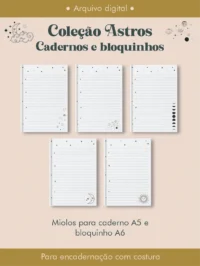 Caderno e bloquinho Costura Coleção Astros (Perfeito Miolo)