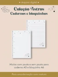Caderno e bloquinho Costura Coleção Astros (Perfeito Miolo) - Imagem 3