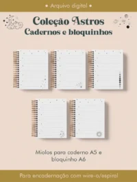 Caderno e bloquinho wire-o Coleção Astros (Perfeito Miolo)