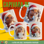 Capivara de Natal 3D - Artes Canecas
