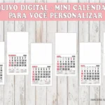 Arquivo Digital Mini Calendário 2026 Png Você Personaliza