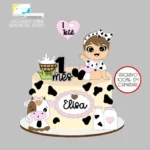 Vaquinha Eu Amo Tetê Menina - Topo de  Bolo