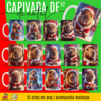 Capivara de Natal V.2 3D - Artes Canecas