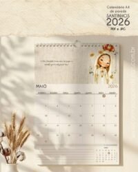 PDF Calendário de parede Santinhos A4 (Carinas Paper) - Imagem 4