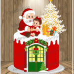 Papai Noel Com Bebê - Topo de Bolo