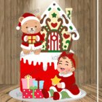 Ursinha Papei Noel Com Bebê - Topo de Bolo