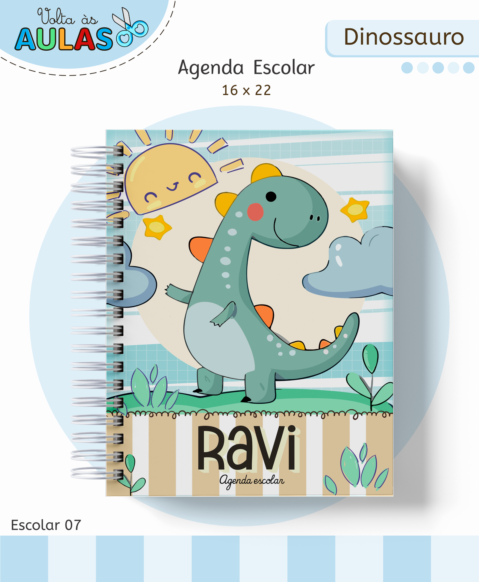 01 - AGENDA Dino – Kit Escolar 2026 (Lina Criativa) - Imagem 1