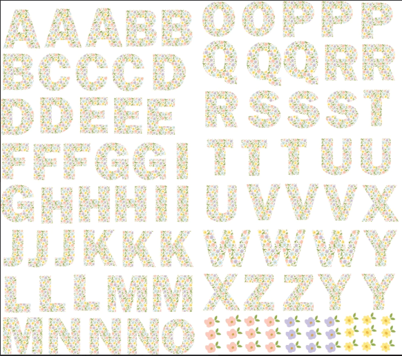 Arquivo Digital DTF UV Alfabeto floral (metro) DTF UV Alfabeto floral (metro) - Imagem 1