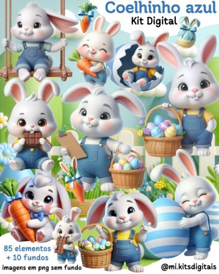 Coelhinho azul - Kit Digital
