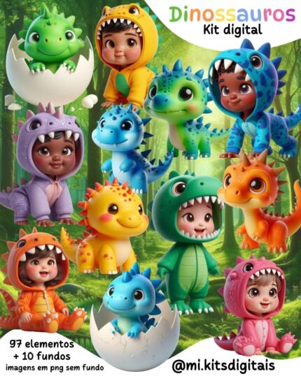Dinossauros com Mascotes - Kit Digital