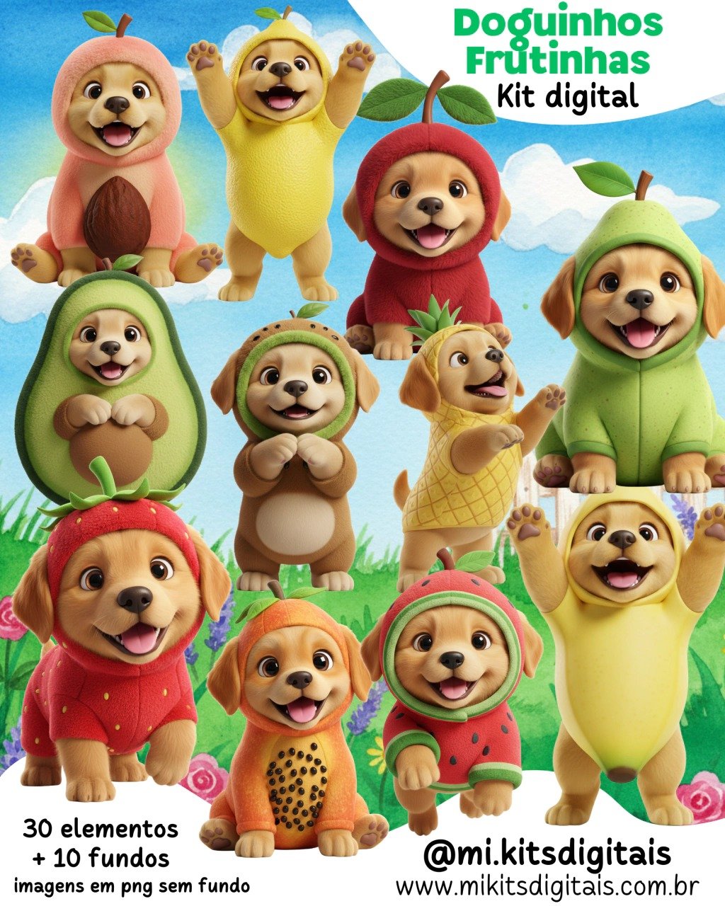 Doguinhos Frutinhas - Kit Digital Doguinhos Frutinhas - Kit Digital - Imagem 1