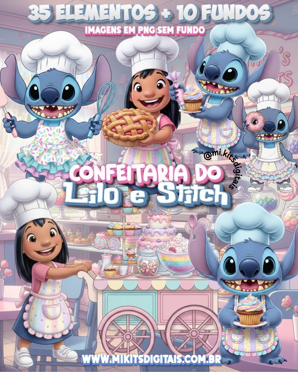 Lilo e Stitch Confeitaria - Kit Digital Lilo e Stitch Confeitaria - Kit Digital - Imagem 1
