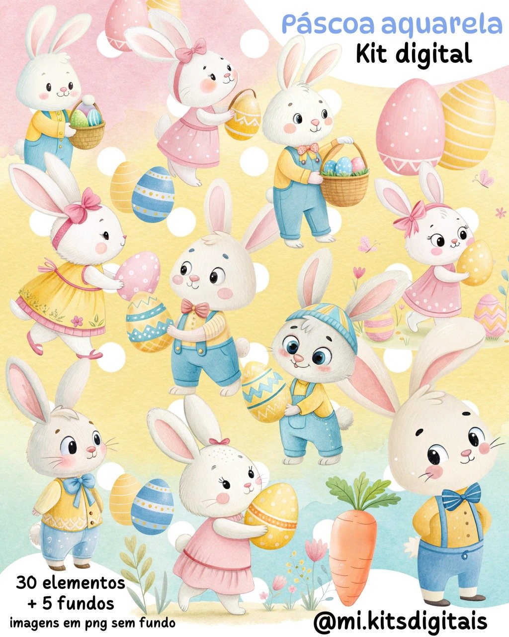 Páscoa aquarela - Kit Digital Páscoa aquarela - Kit Digital - Imagem 1