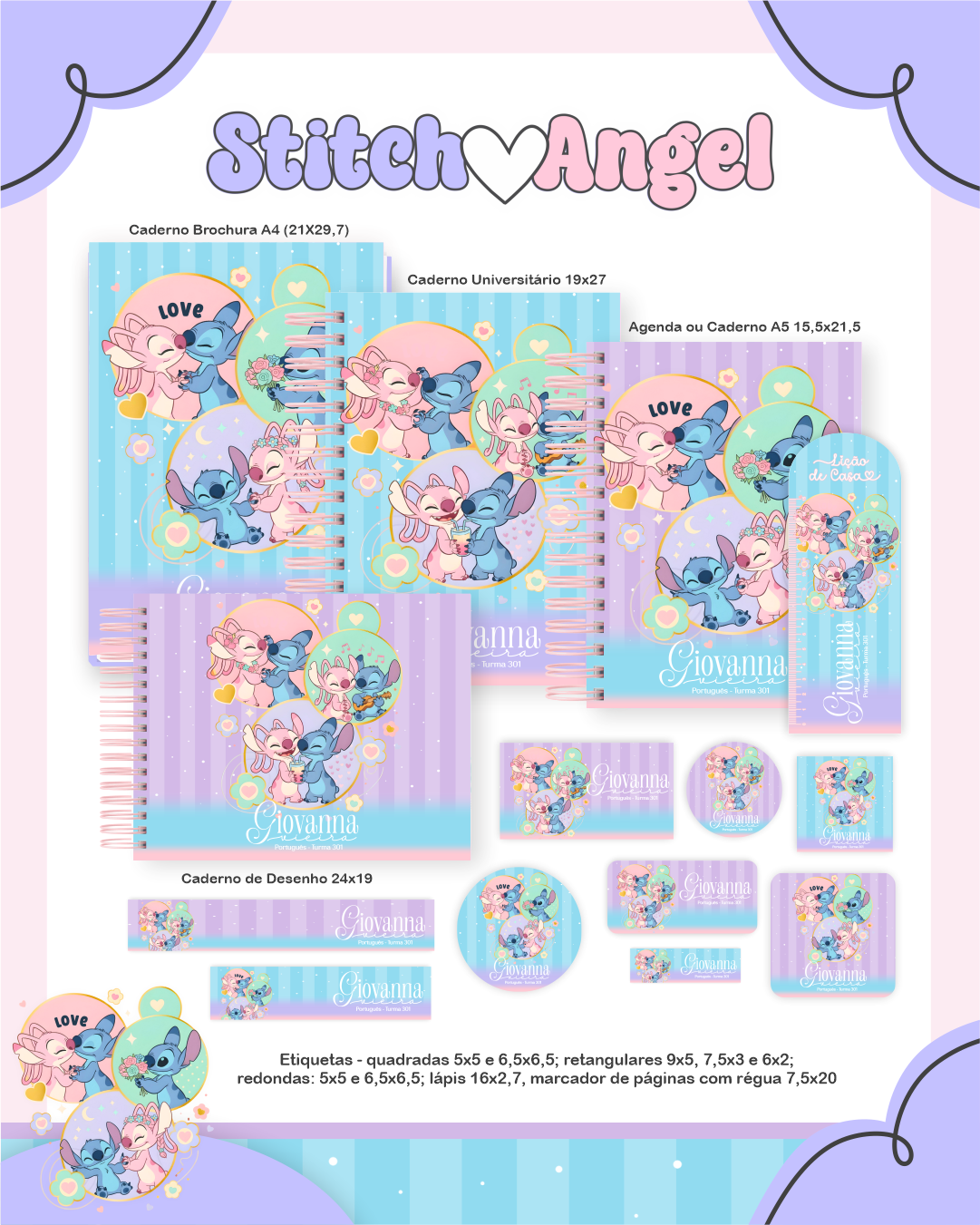 Stitch e Angel – Escolar 2.0 2026 (Pamella) Stitch e Angel – Escolar 2.0 2026 (Pamella) - Imagem 1