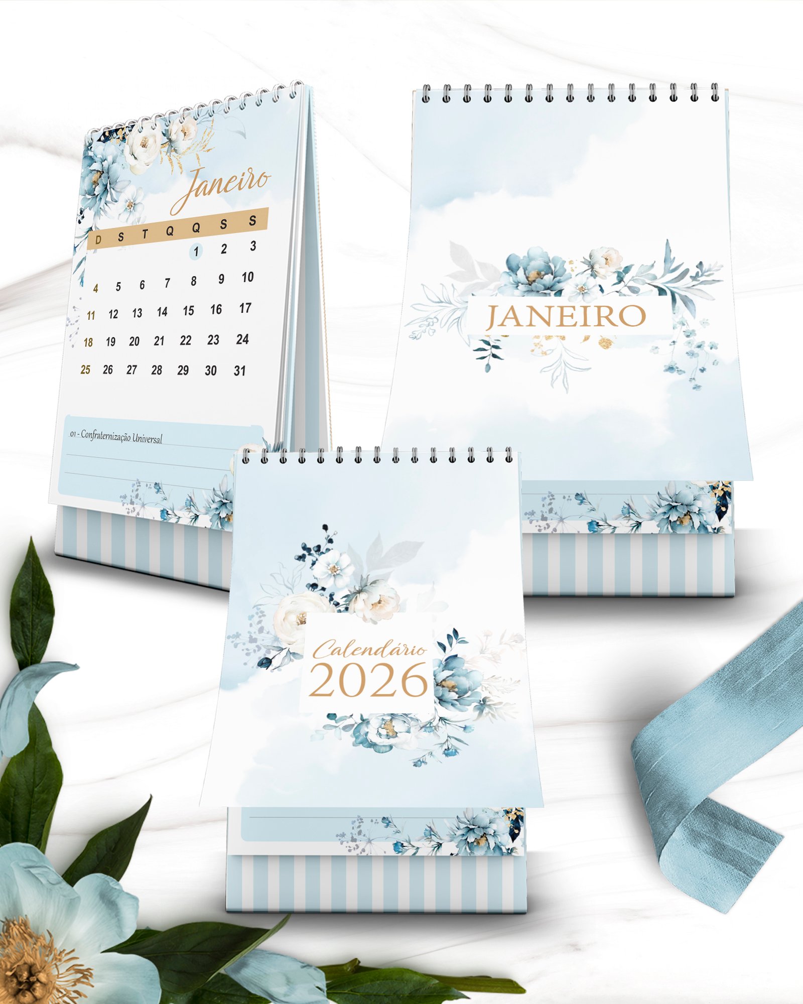 Kit Calendários Floral Azul - Imagem 5