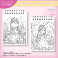 Caderno Colegial Para Colorir – Princesas - Imagem 2