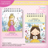 Caderno Colegial Para Colorir – Princesas
