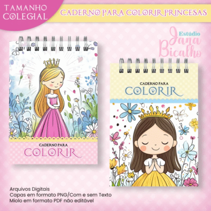 Caderno Colegial Para Colorir – Princesas