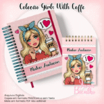 Caderno Pautado A5+Bloquinho A6 - Coleção Girls With Coffe
