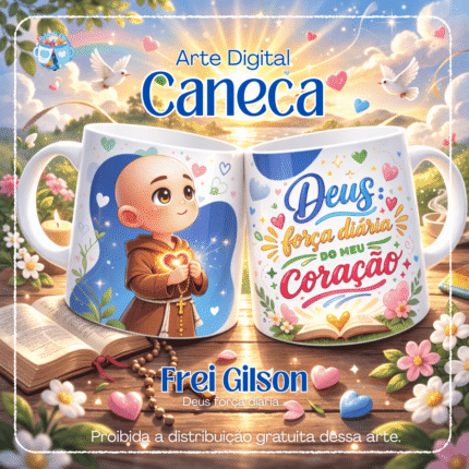 Deus força diária - Arte Caneca