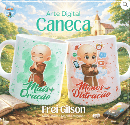 Mais oração, menos distração - Arte Caneca