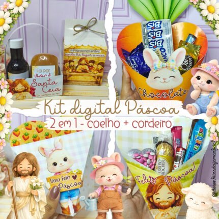 Kit digital Páscoa 2026 – Coelho e Cristão (Desenhitos da Jana)