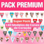 Pack Premium + 50 Moldes de Cones de Coração
