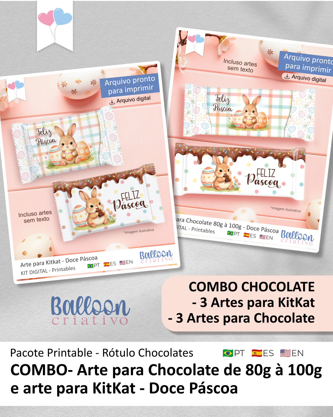 imgi_122_CAPACOMBO COMBO - Arte para Chocolate de 80g à 100g e Arte para KitKat - Doce Páscoa - Imagem 1