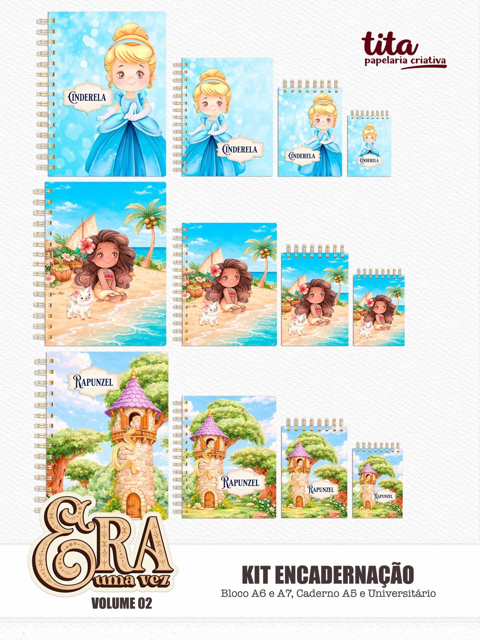 imgi_210_preview---copia_2048x Era Uma Vez – Kit Encadernação – Volume 2 – Cinderela, Moana e Rapunzel (Tita) - Imagem 1