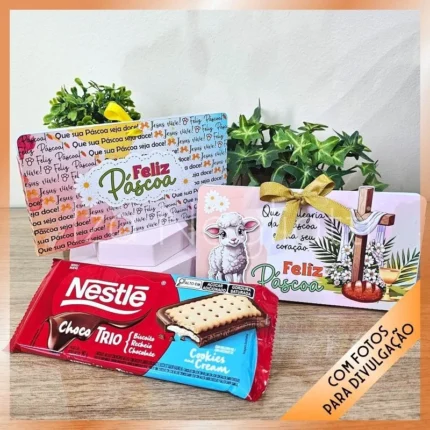 2 Caixinhas de Barra de Chocolate – Páscoa Coelhos e Cristã