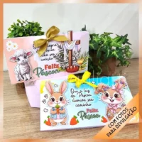 2 Caixinhas de Barra de Chocolate – Páscoa Coelhos e Cristã - Imagem 2