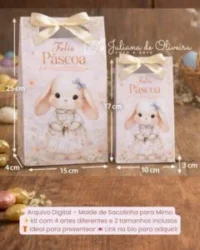 Molde de Sacolinha para Mimo de Páscoa (Kit com 4 artes diferentes + 2 tamanhos inclusos) - Imagem 4