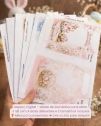 Molde de Sacolinha para Mimo de Páscoa (Kit com 4 artes diferentes + 2 tamanhos inclusos) - Imagem 6
