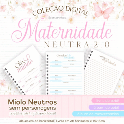 Coleção Digital Maternidade Neutra 2.0 (Letterinhas)