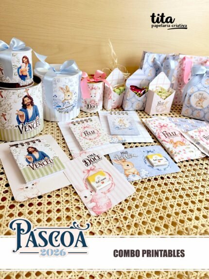 Páscoa 2026 – Combo Printables Coelhos + Jesus (Tita)