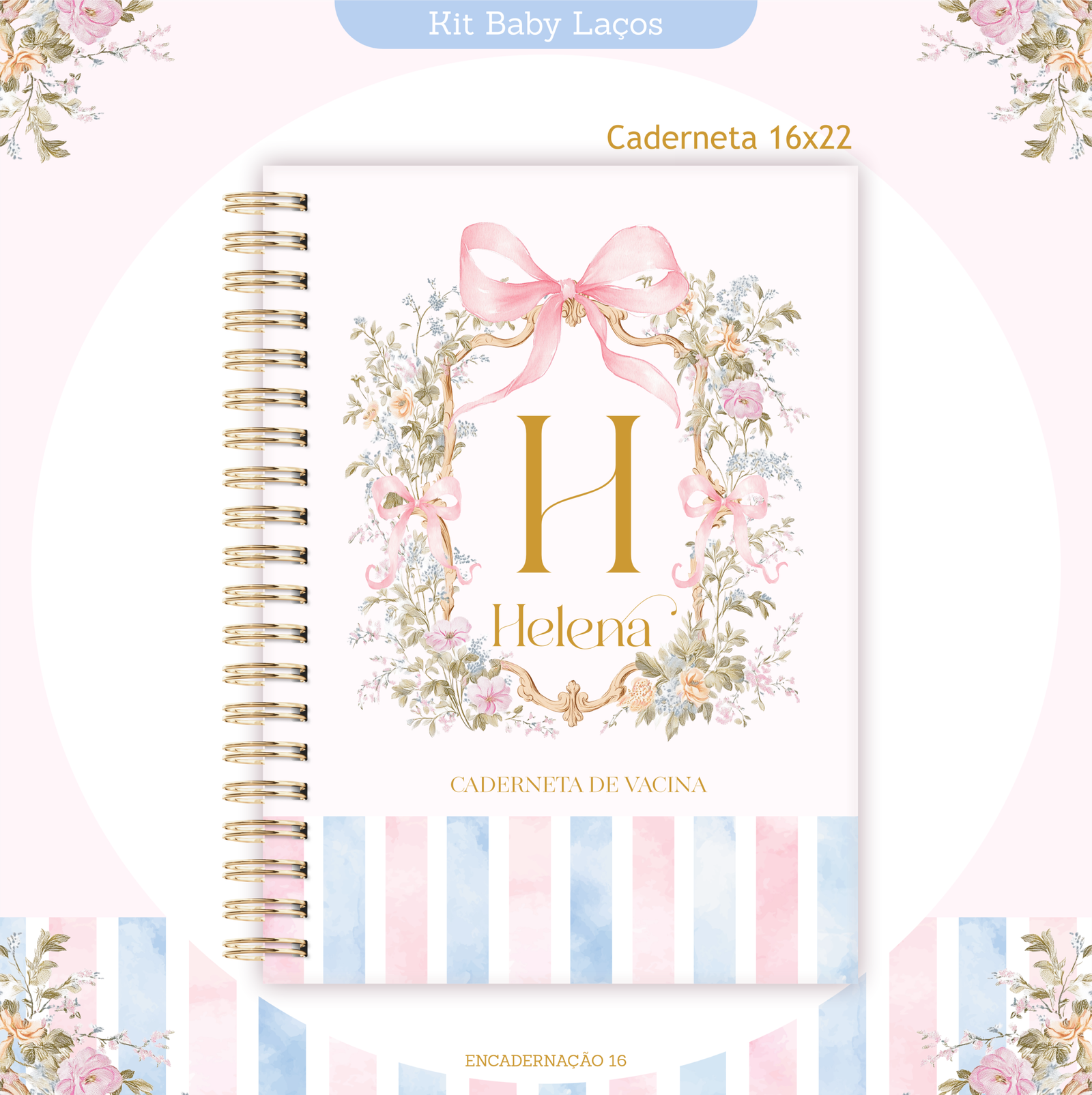 04-CADERNETA DE VACINA (2) Laços – Kit Baby (Lina) - Imagem 1